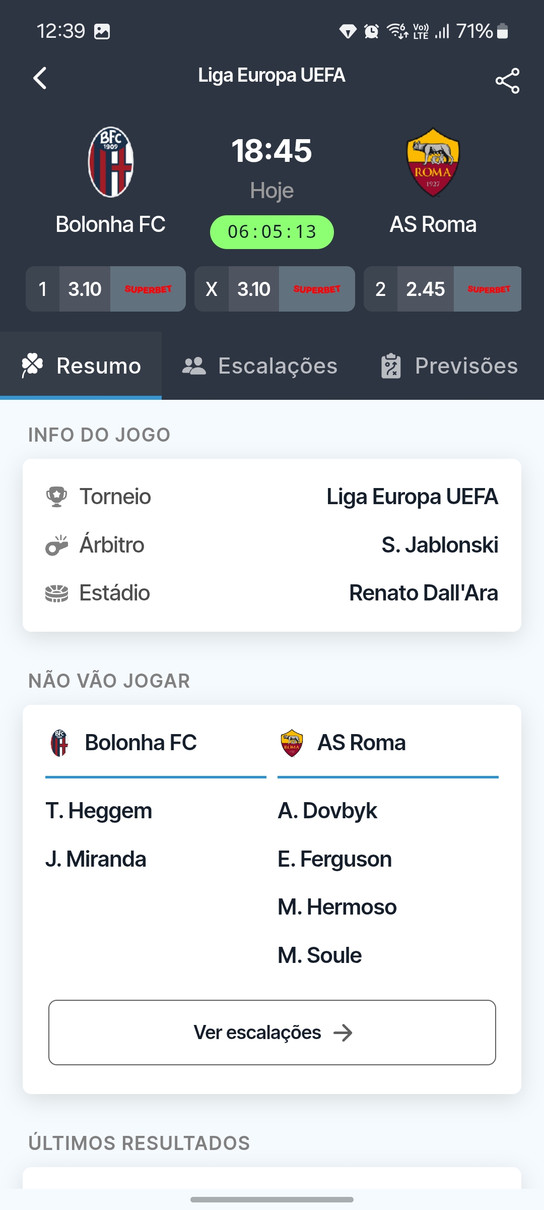 Detalhes do jogo