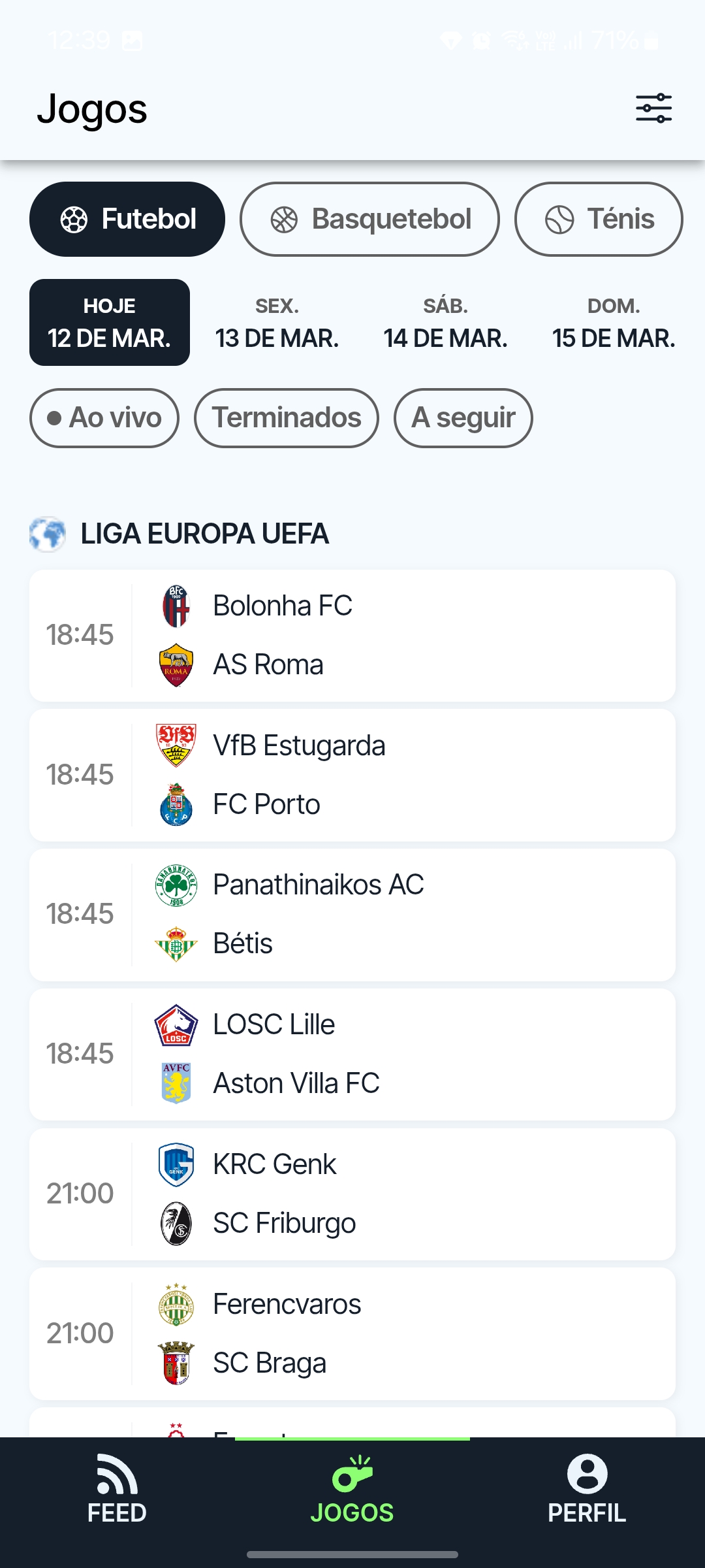 Odds em queda