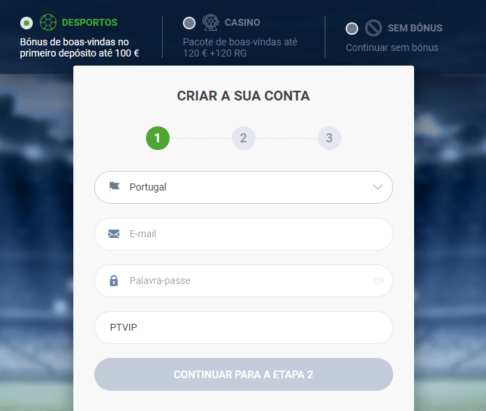 Passos para Registar-se na 20Bet