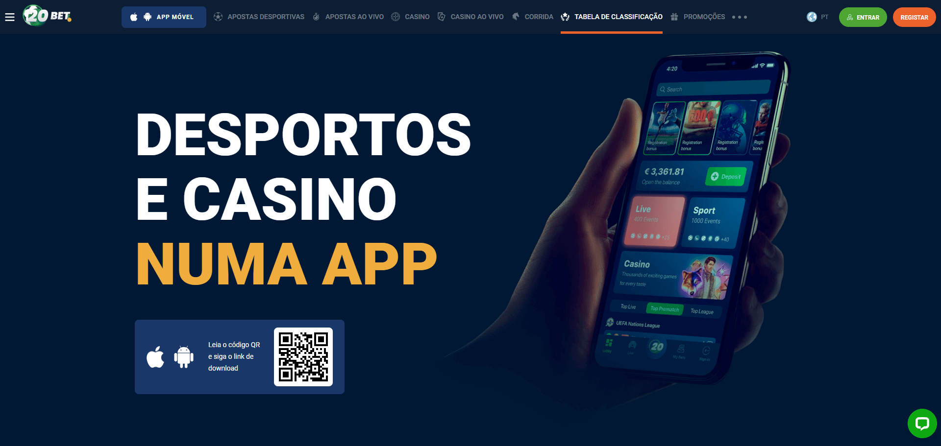 Aplicativo Móvel 20Bet